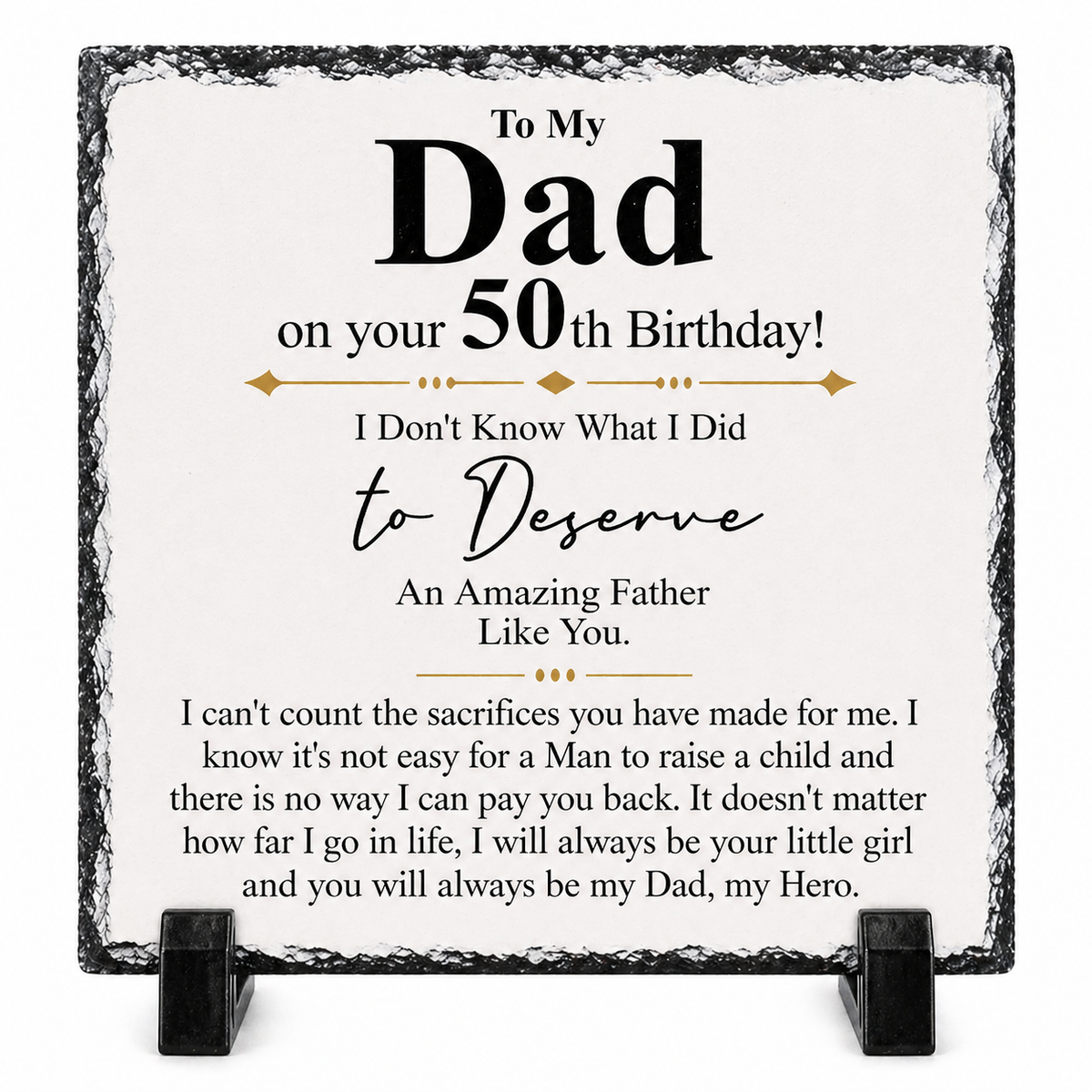 To My Dad 50th Birthday Rock Slate Plaque Gift from Daughter | Meaningful Dad Keepsake