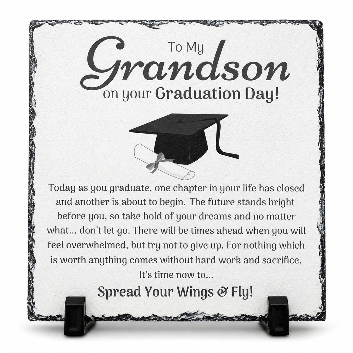 To My Grandson Graduation Gift Rock Slate – 20cm x 20cm Keepsake Plaque | Inspirational Gift for Grandson | Graduation Gift South Africa