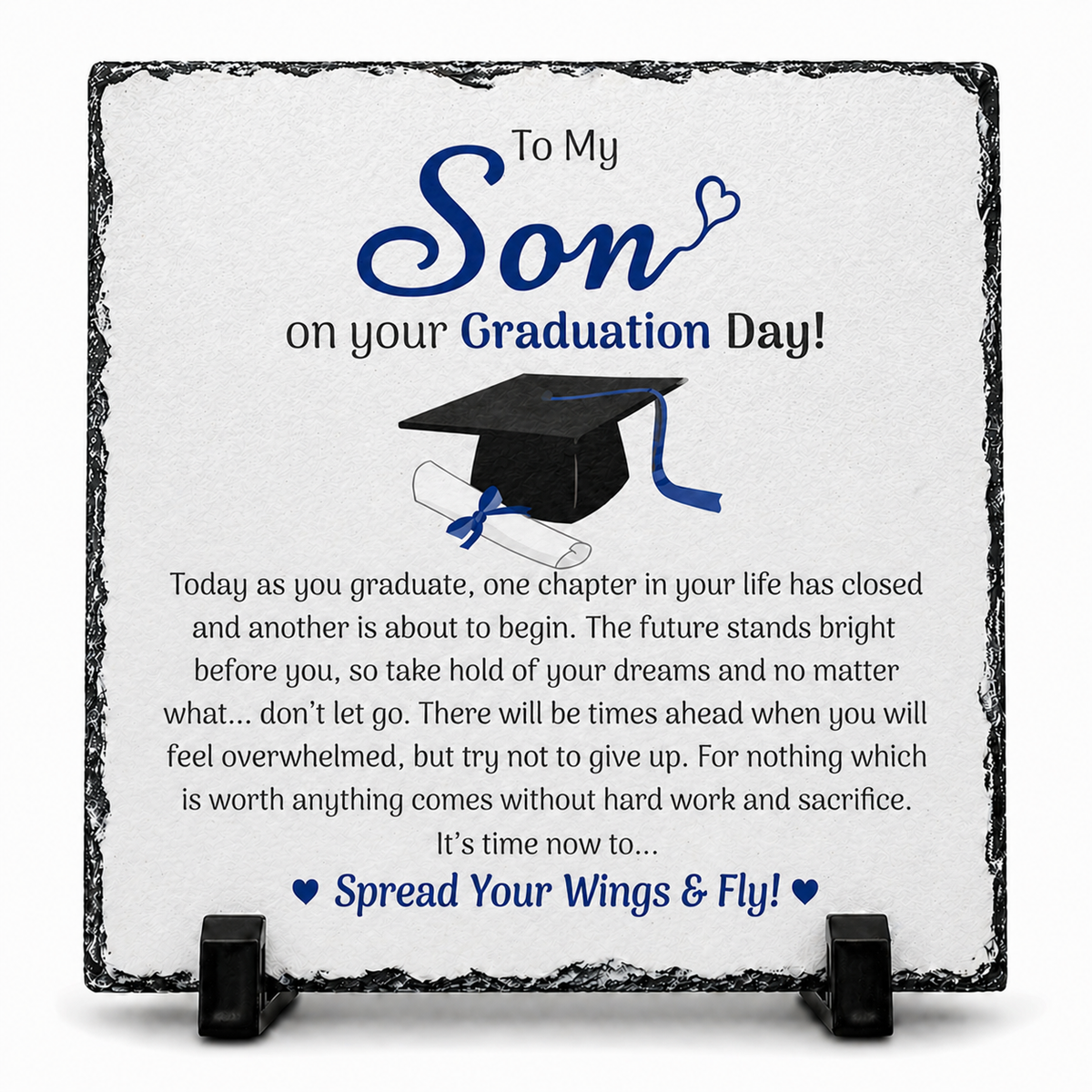 To My Son Graduation Gift Rock Slate – 20cm x 20cm Inspirational Keepsake Plaque | Meaningful Gift for Son | Unique Gift South Africa