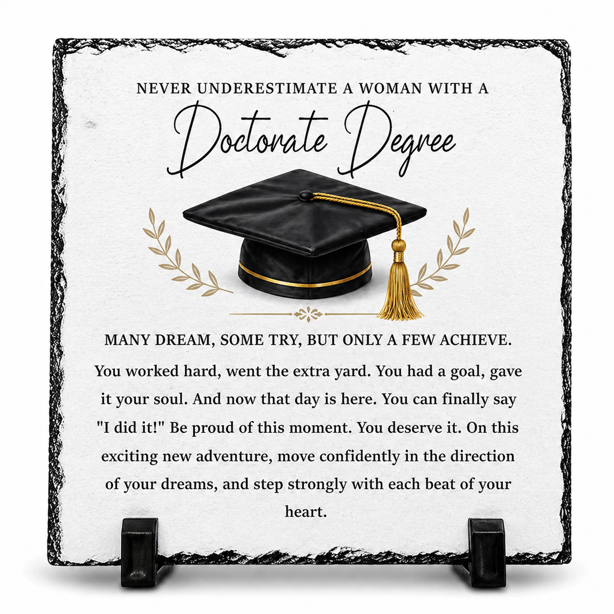 PhD Graduation Gift for Women – Doctorate Degree Rock Slate Plaque (20cm x 20cm) | Inspirational Keepsake Gift for Her | Unique Graduation Gift South Africa
