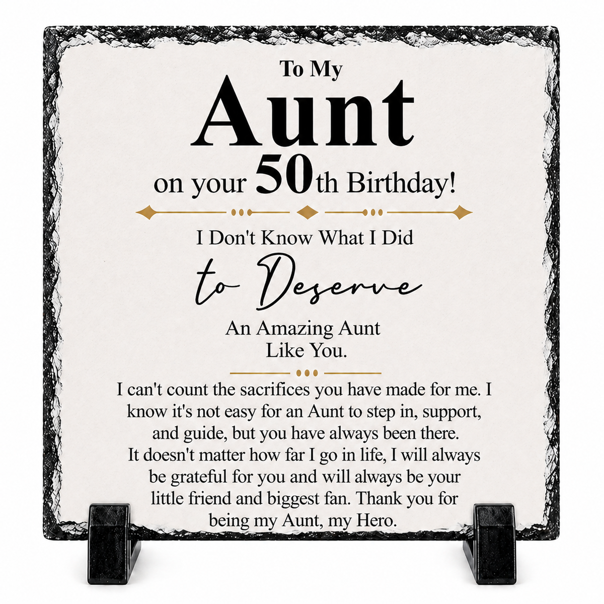 To My Aunt 50th Birthday Gift – Premium Rock Slate Plaque (20x20cm) | Meaningful Aunt Keepsake | Unique Birthday Gift South Africa