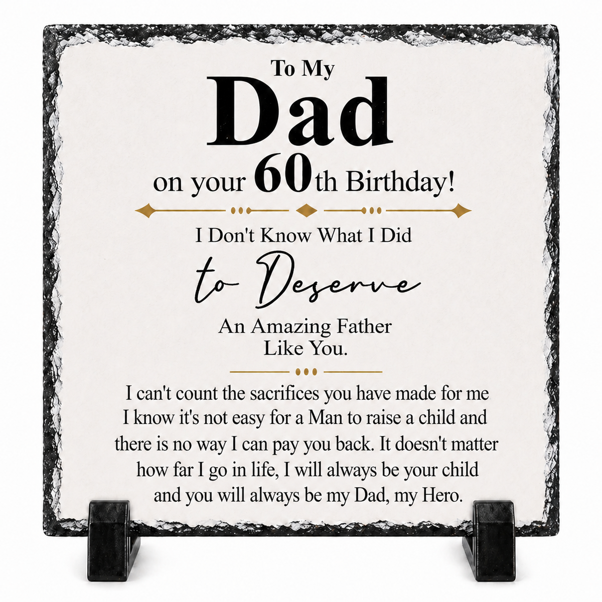 To My Dad 60th Birthday Gift – Rock Slate Plaque | Meaningful Keepsake for Dad | Unique Birthday Gift South Africa