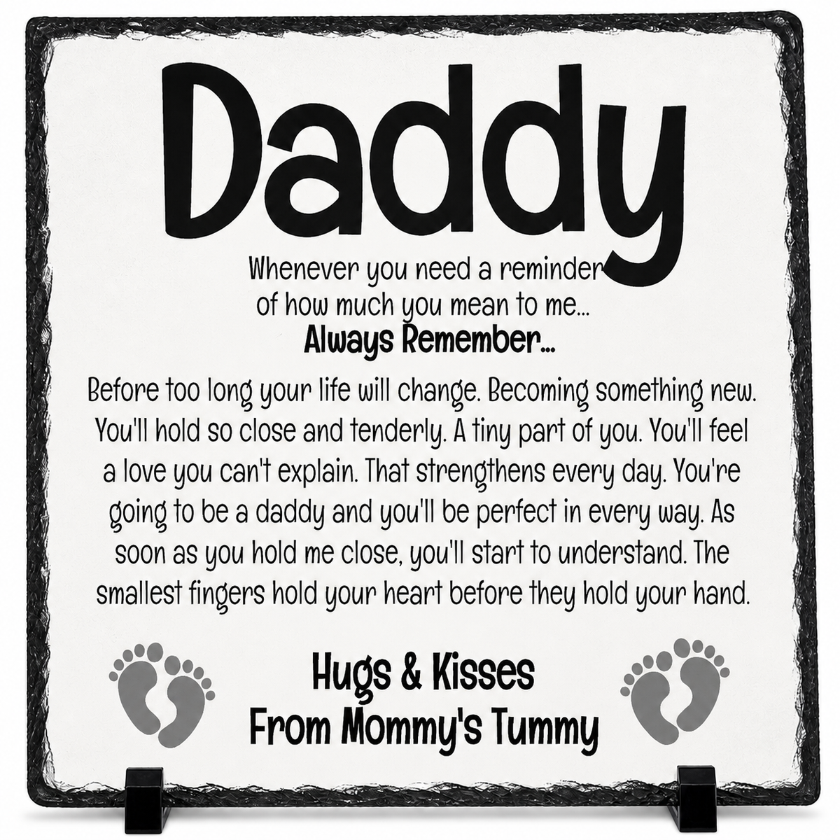 Daddy-to-Be Gift from Baby Bump – Pregnancy Announcement Rock Slate Plaque | New Dad Gift, Expecting Father Keepsake, Baby Shower Gift (20x20cm)