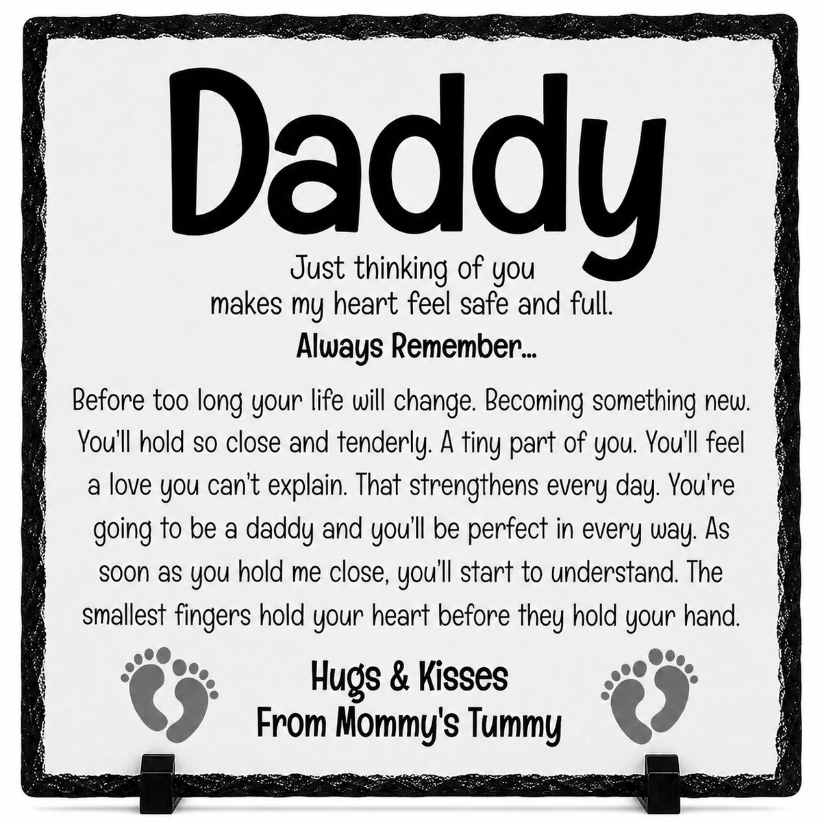 Daddy-to-Be Rock Slate Gift – Pregnancy Announcement Gift for Dad | From Bump Keepsake Plaque, First Time Dad Gift (20x20cm)