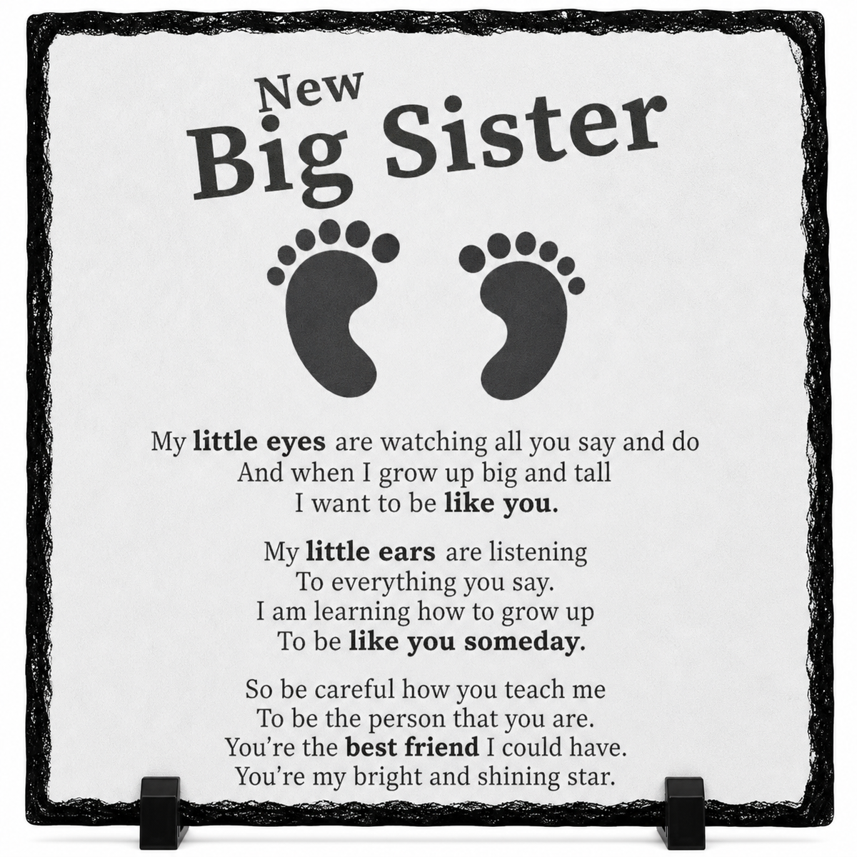 New Big Sister Rock Slate Gift – Baby Announcement Keepsake Plaque for Sister | Pregnancy Reveal Gift, Sibling Gift from Baby (20x20cm)
