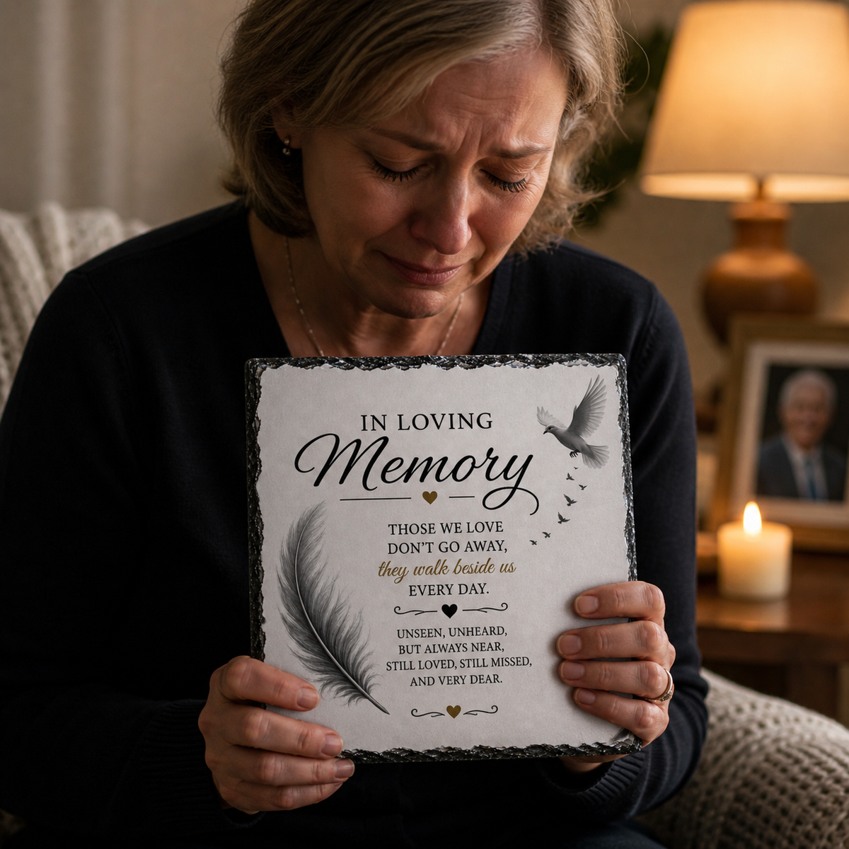 In Loving Memory Rock Slate – Premium Memorial Keepsake Plaque | Sympathy Gift for Loss of Loved One | Elegant Remembrance Stone with Stand