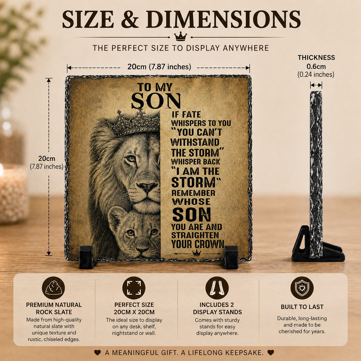 To My Son Rock Slate Gift – 20cm x 20cm Inspirational Keepsake Plaque | Motivational Gift for Son | Unique Gift South Africa
