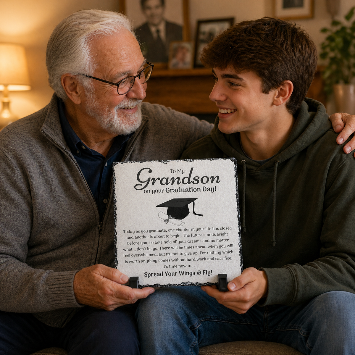 To My Grandson Graduation Gift Rock Slate – 20cm x 20cm Keepsake Plaque | Inspirational Gift for Grandson | Graduation Gift South Africa