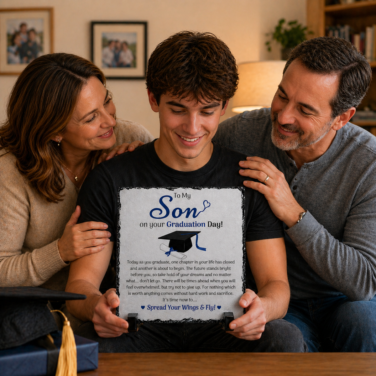 To My Son Graduation Gift Rock Slate – 20cm x 20cm Inspirational Keepsake Plaque | Meaningful Gift for Son | Unique Gift South Africa