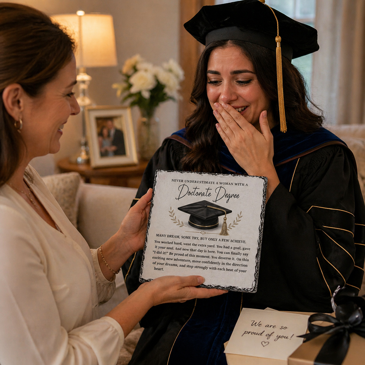 PhD Graduation Gift for Women – Doctorate Degree Rock Slate Plaque (20cm x 20cm) | Inspirational Keepsake Gift for Her | Unique Graduation Gift South Africa