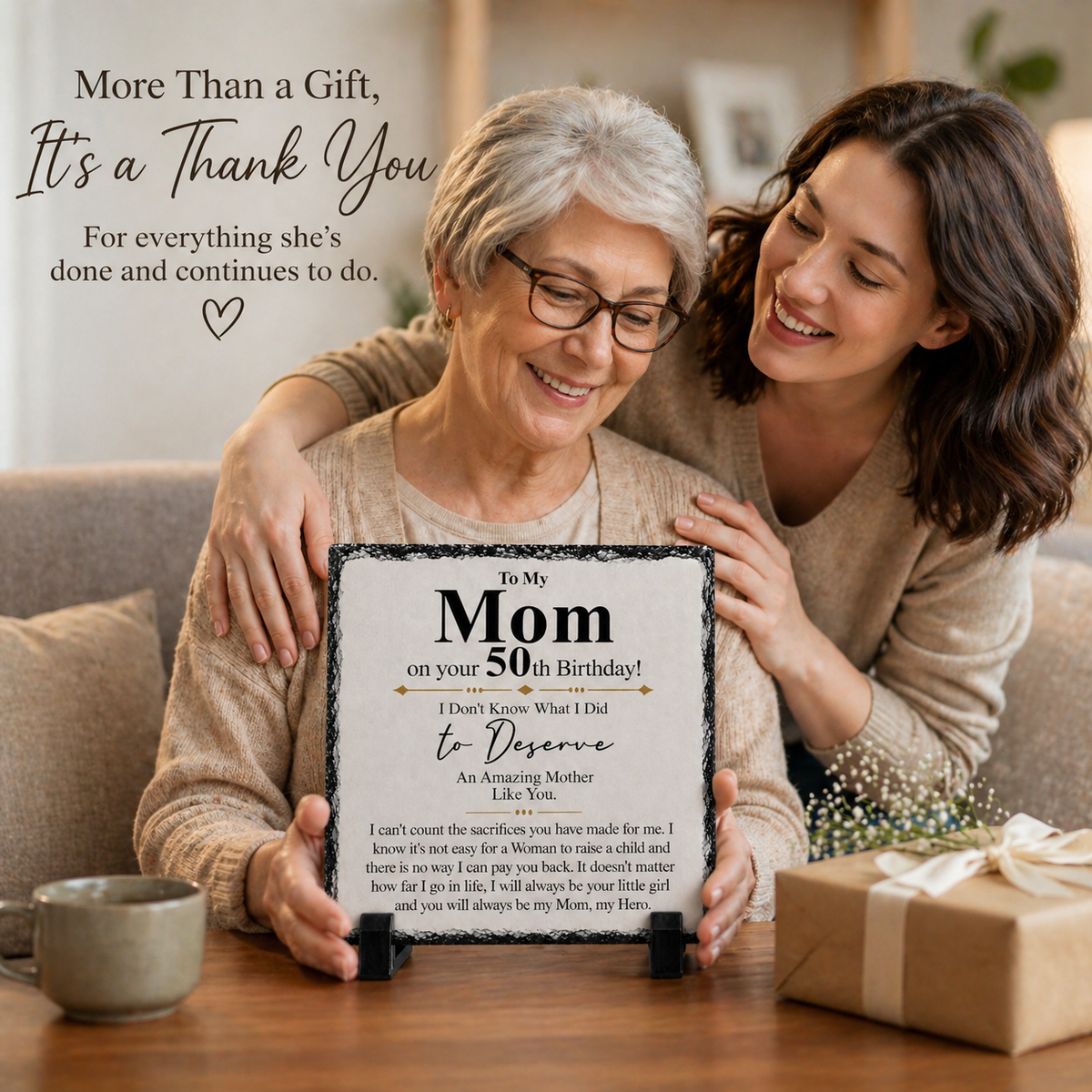 To My Mom 50th Birthday Gift – Premium Rock Slate Plaque | Meaningful Keepsake Gift for Mom | Unique Birthday Gift South Africa