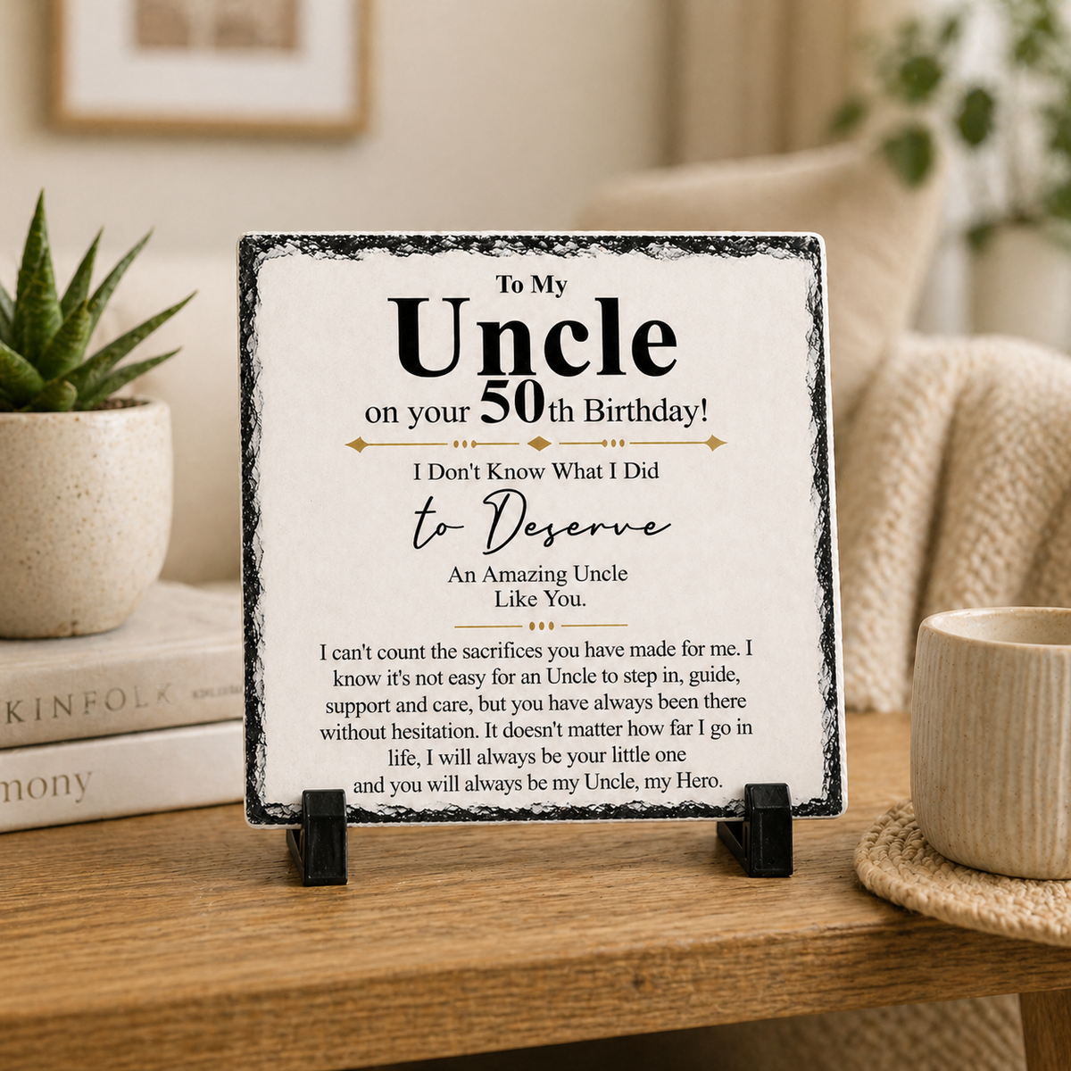 To My Uncle 50th Birthday Gift – Premium Rock Slate Plaque | Meaningful Uncle Keepsake | Unique Birthday Gift South Africa