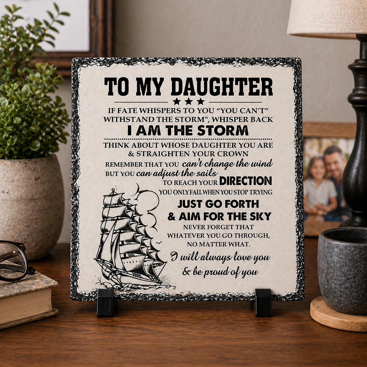 To My Daughter Rock Slate Gift – 20cm x 20cm Inspirational Plaque | Meaningful Daughter Gift | Unique Keepsake South Africa