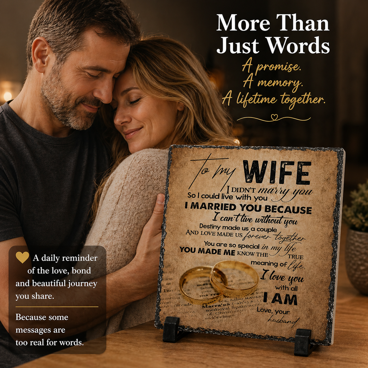 To My Wife Rock Slate Gift – 20cm x 20cm Romantic Keepsake Plaque | Anniversary Gift for Wife | Unique Love Gift South Africa