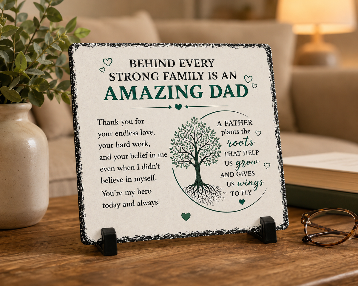 Dad Appreciation Rock Slate Gift – Luxury Father Keepsake Gift for Dad, Birthday Father’s Day Gift for Him, Premium Family Love Keepsake Plaque, Meaningful Gift from Son or Daughter