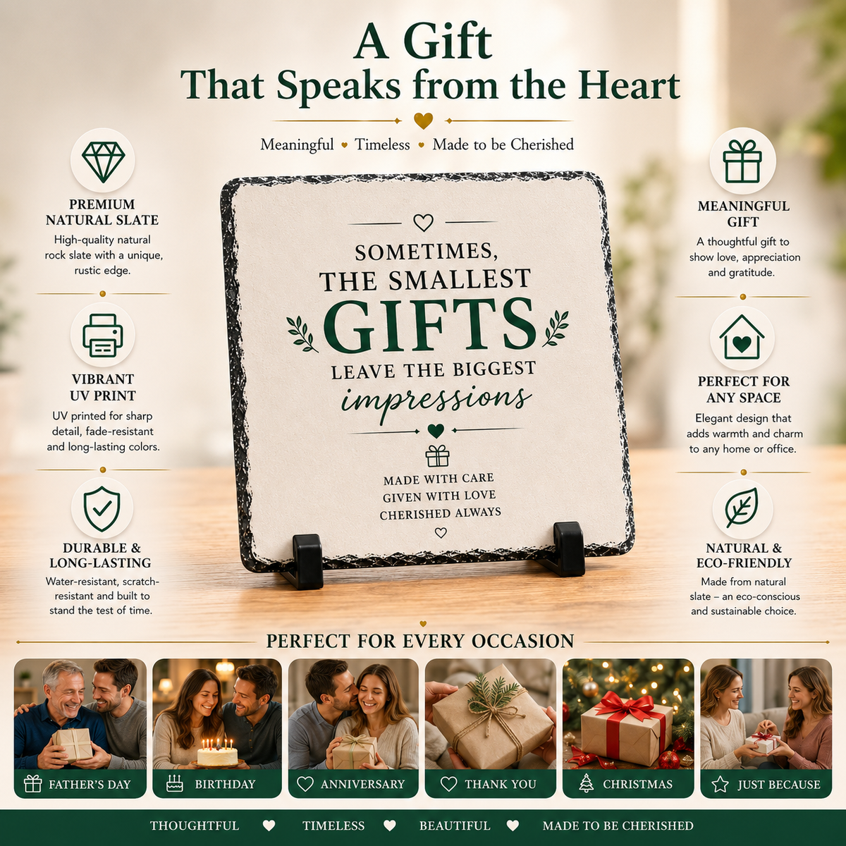 Dad Appreciation Rock Slate Gift – Luxury Father Keepsake Gift for Dad, Birthday Father’s Day Gift for Him, Premium Family Love Keepsake Plaque, Meaningful Gift from Son or Daughter