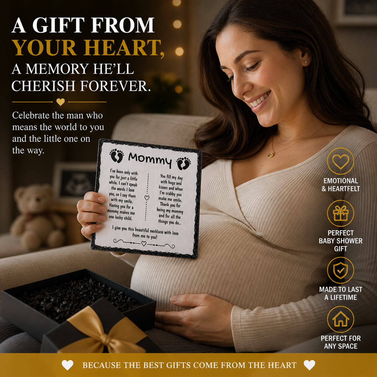 Mommy Gift from Baby Rock Slate – New Mom Keepsake Plaque | Baby to Mom Gift, Mother’s Day Gift, First Time Mom Gift (20x20cm)