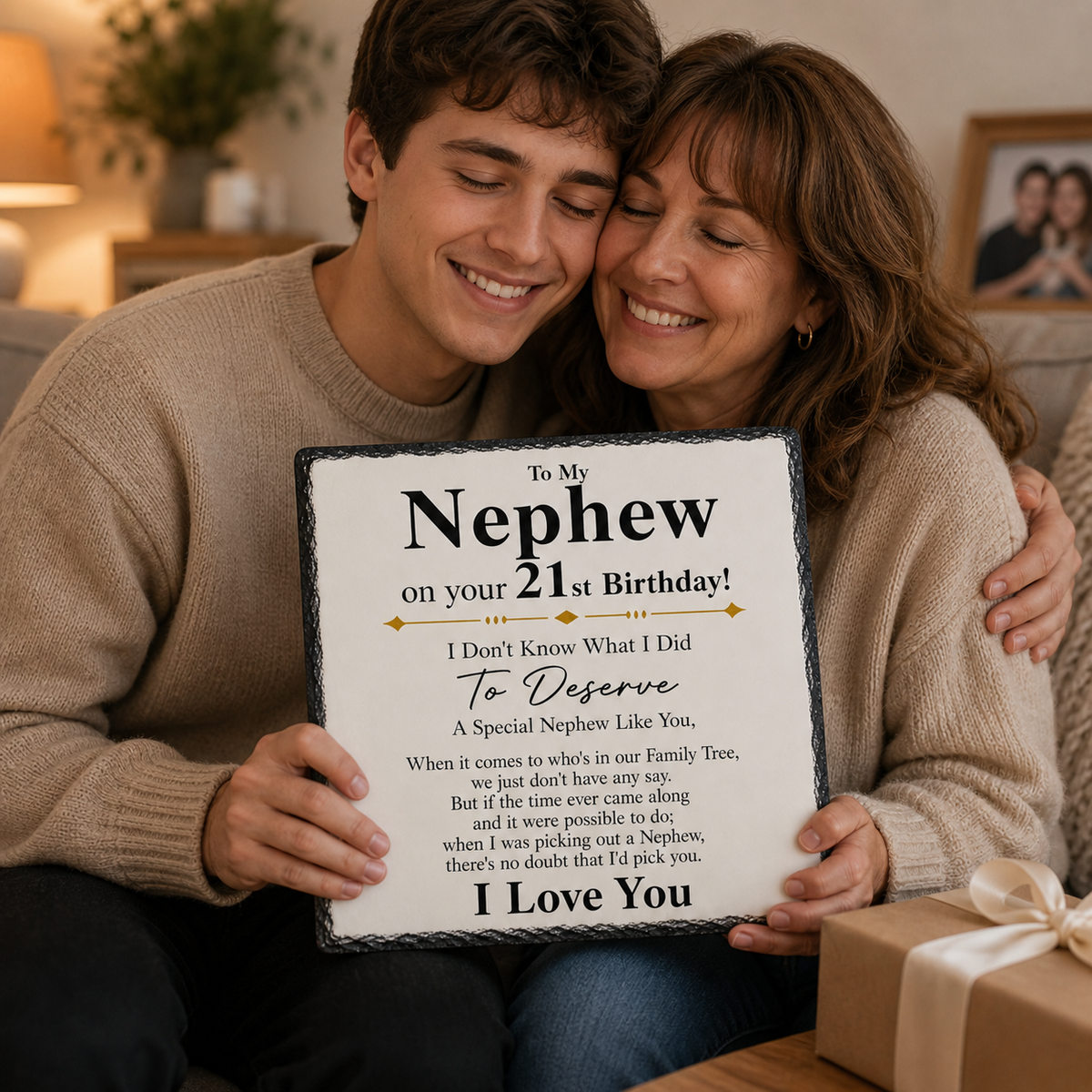 21st Birthday Gift for Nephew – To My Nephew Rock Slate Plaque | Sentimental Keepsake Gift for Him, Nephew 21st Birthday Present (20x20cm)