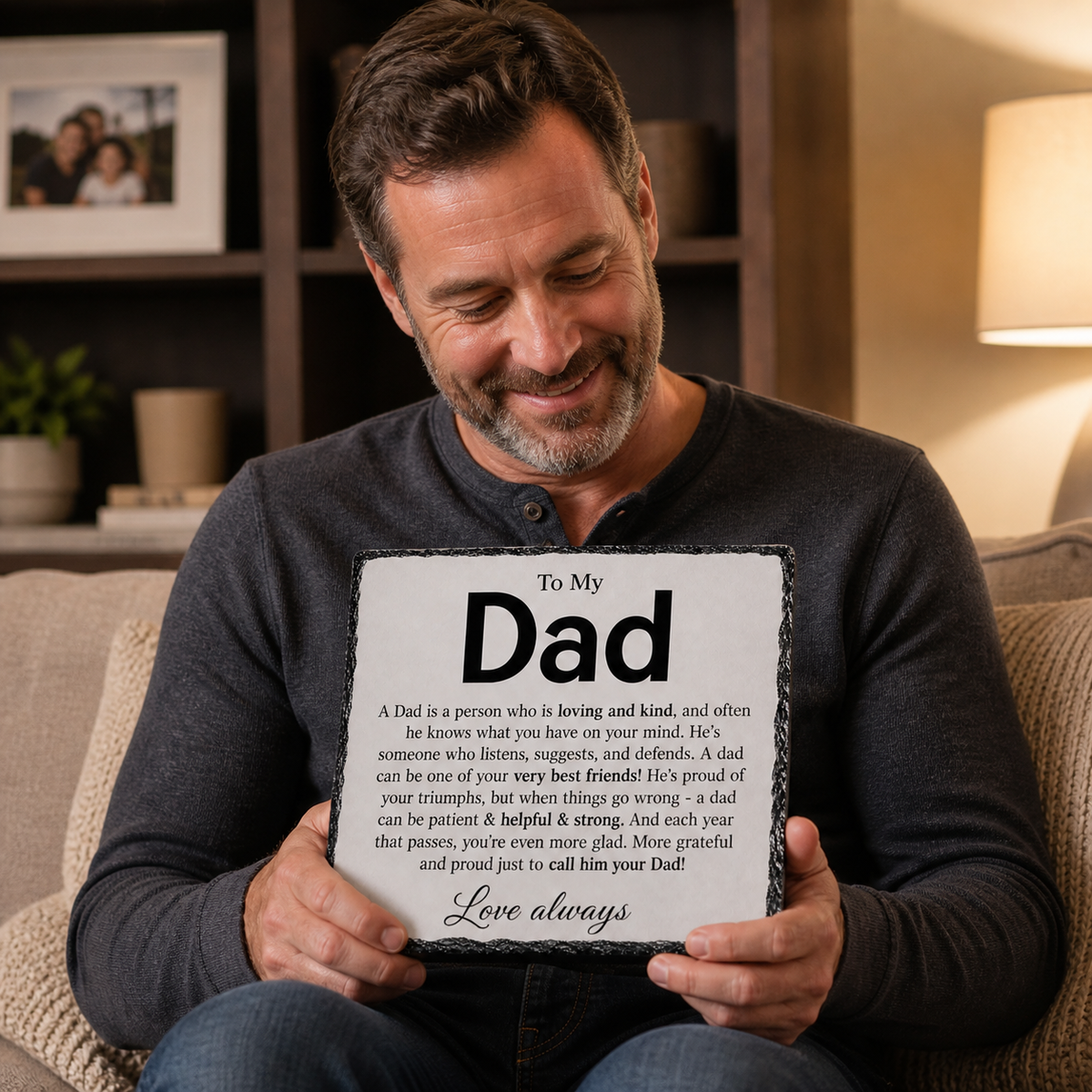 To My Dad Rock Slate Gift – Heartfelt Message Plaque for Father | Premium 20x20cm Keepsake Gift for Dad Birthday, Father’s Day or Christmas